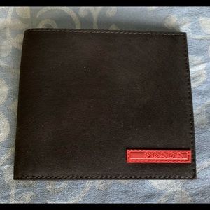 Prada men’s fabric and leather wallet black/grey